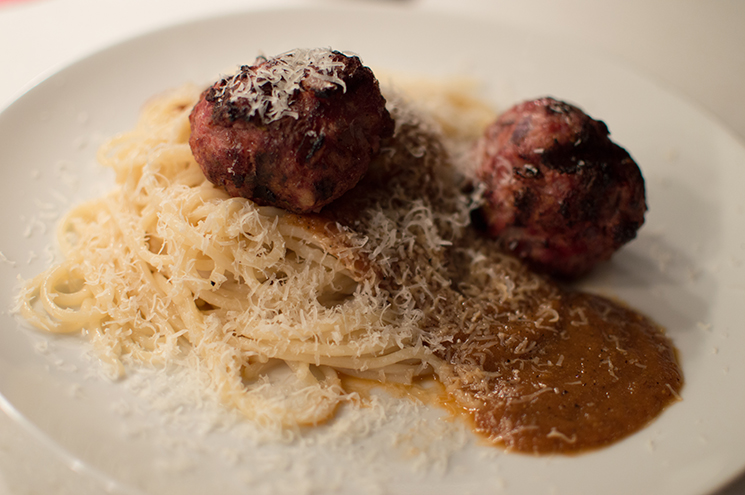 grilled spaghetti and meatballs