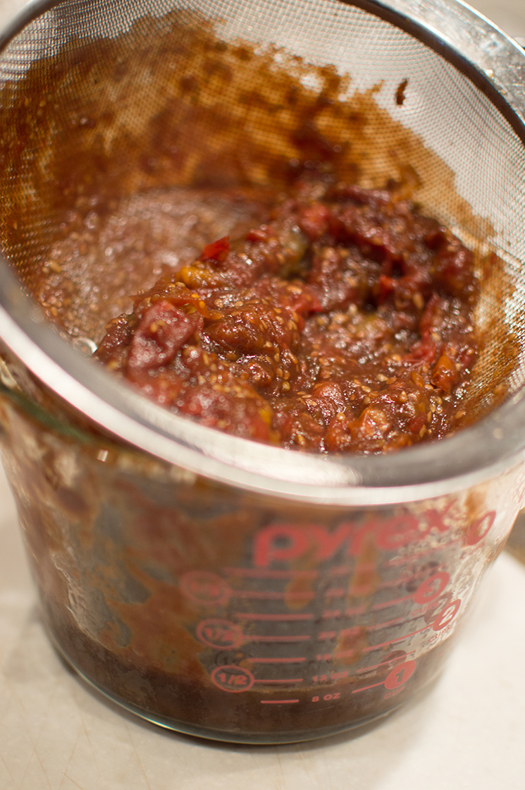 straining tomato gastrique