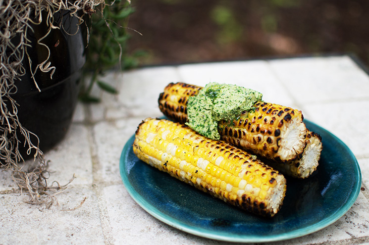 corn with grilled ramp butter